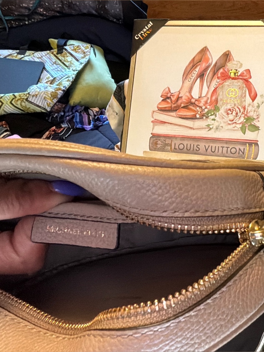 Michael Kors Beige Round Crossbody Bag with Tassel Charm - Picture 10 of 12